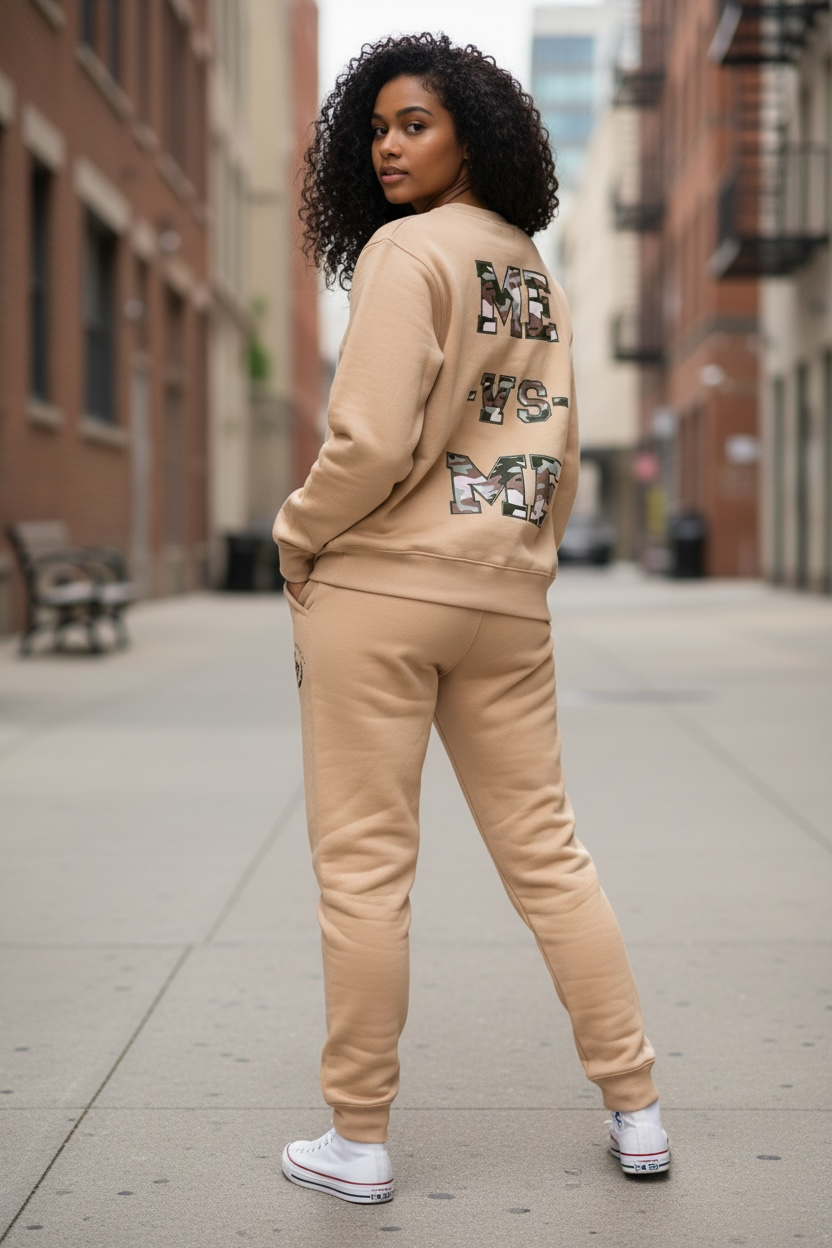 “ME-vs-ME” Cream/Camo Crewneck Set