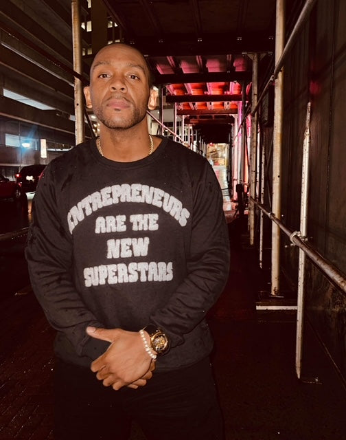 “Entrepreneurs Are The New SuperStars” Chenille Crewnecks w Zipper Side Pockets