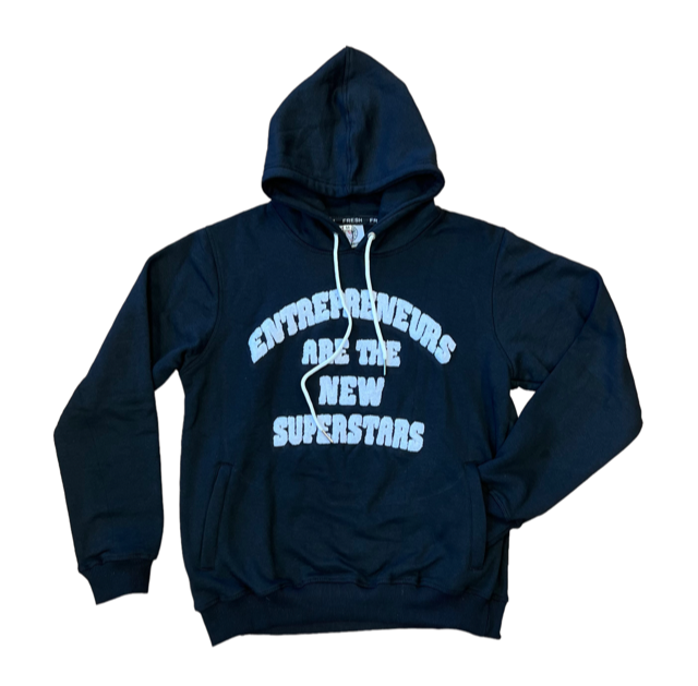 “Entrepreneurs Are The New Superstars” Chenille Hoodie with side Zip Pockets