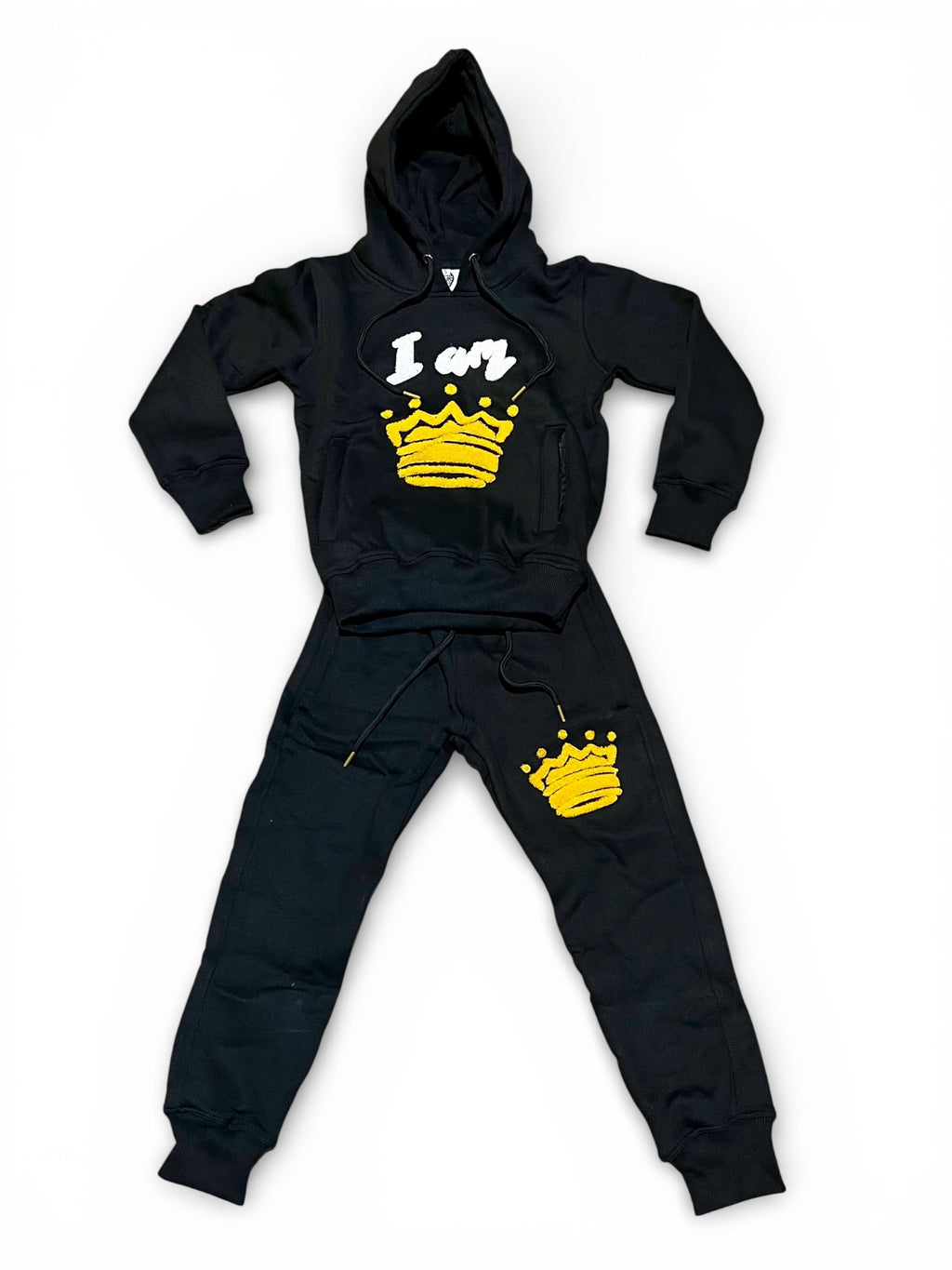 I AM 👑 Youth Sweatsuits (Black/Gold)