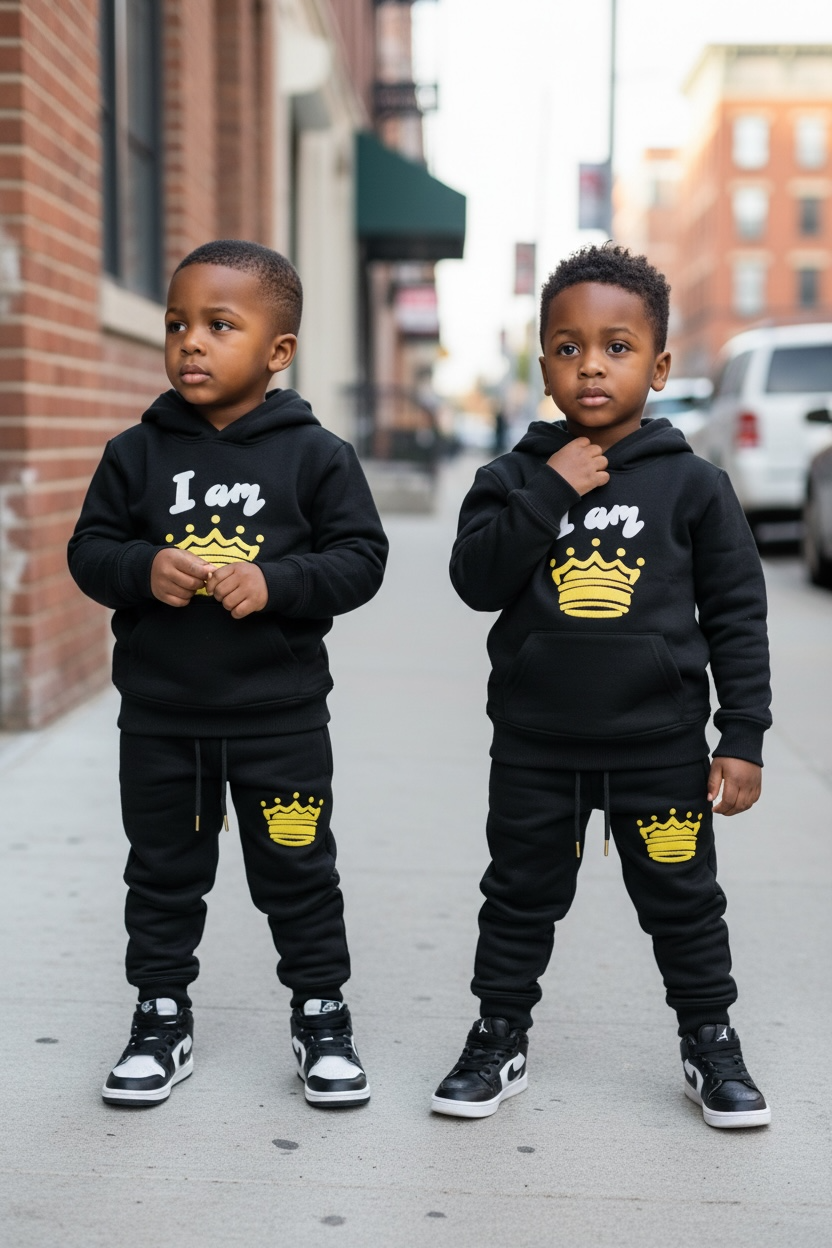 I AM 👑 Youth Sweatsuits (Black/Gold)
