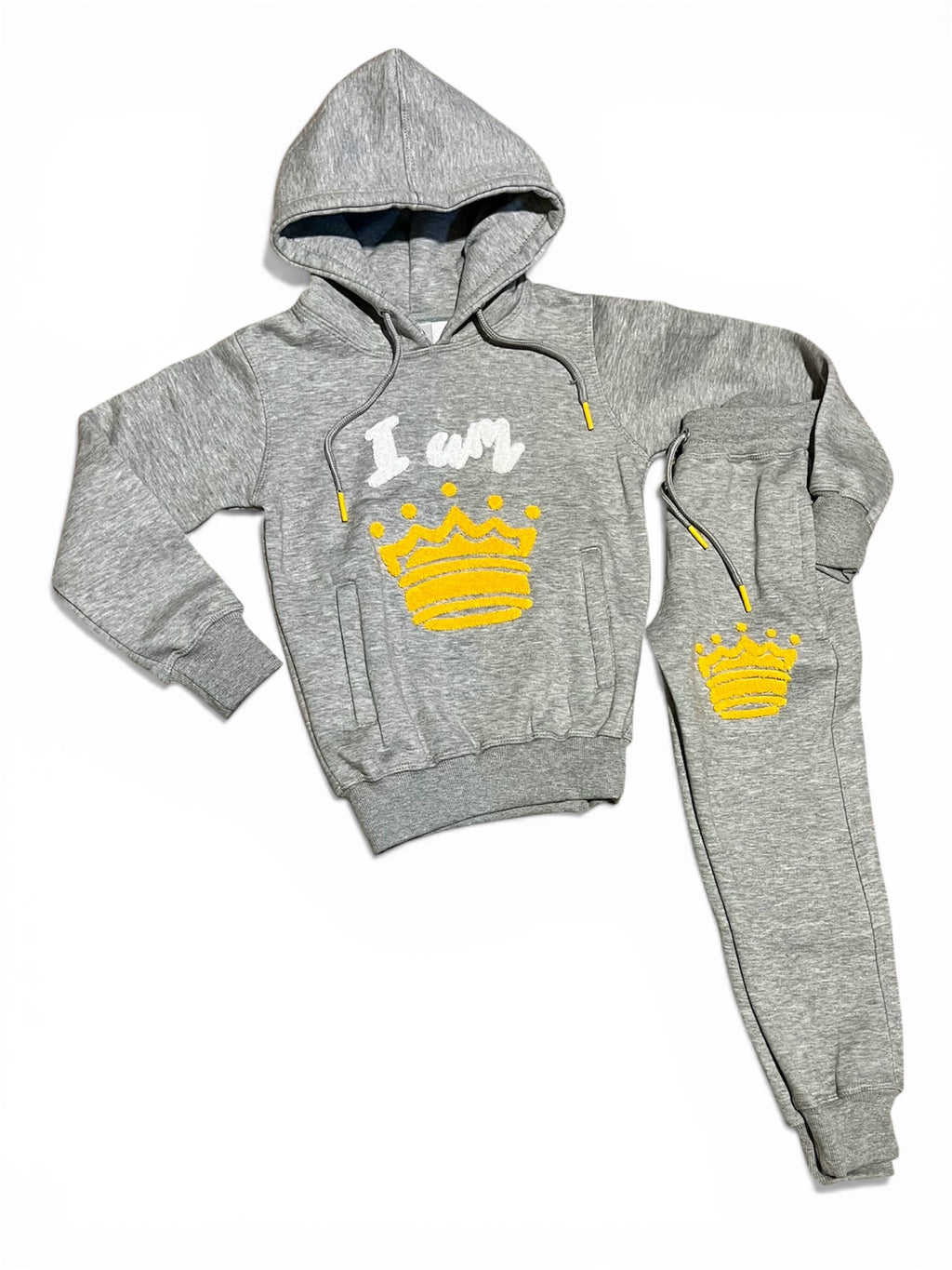 "I am 👑" Kids Set (Hoodie + Joggers) Grey