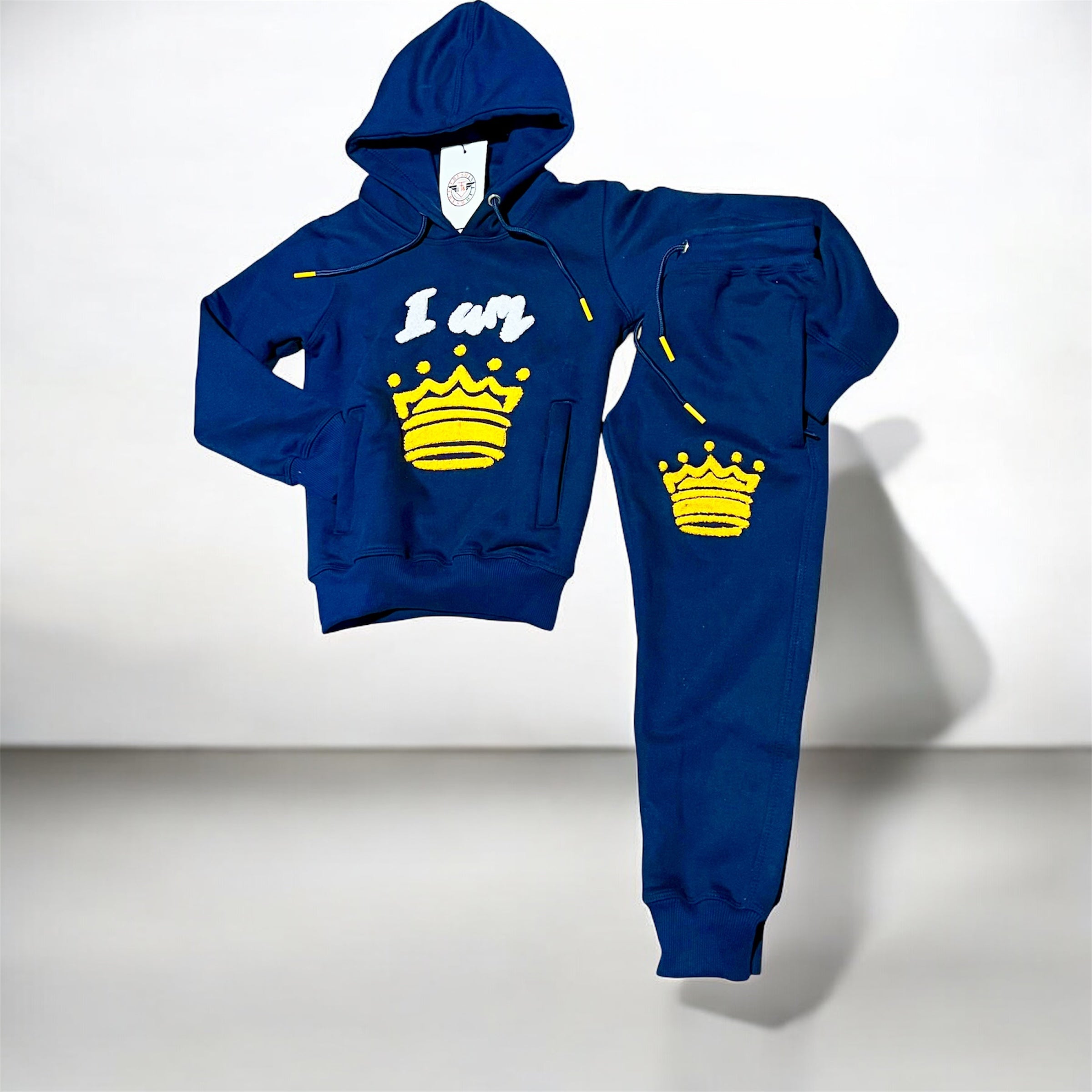 “I AM ” Crown Kids Set – Navy Edition (Hoodie + Joggers)